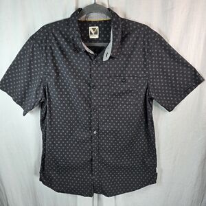 Voyager mens shirt short-sleeved buttondown size Large in black